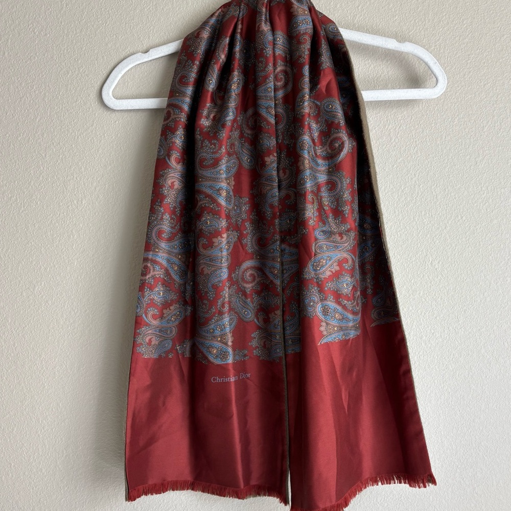 Christian Dior Red Paisley Scarf